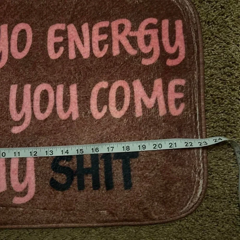 Check Yo Energy Graphic Bath Mat Non Slip Small Area Rug Maroon Pink 24x16